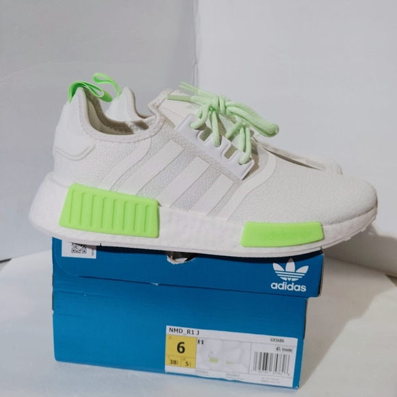 Adidas GS NMD R1Unisex, Size Youth 6Y ( Women 7.5) Color Crystal, White, Neon. - Picture 3 of 12